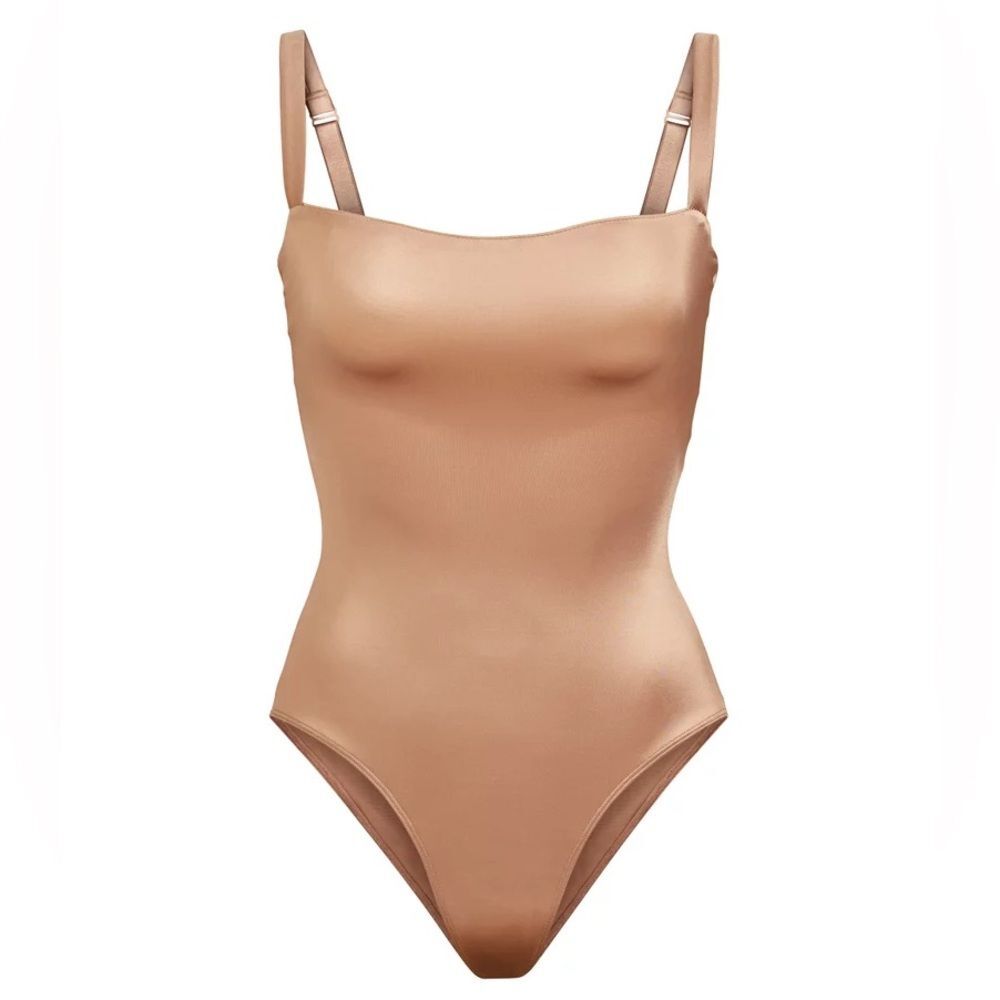 Skims Stretch Satin Smoothing Bodysuit - Desert Clay - 4x